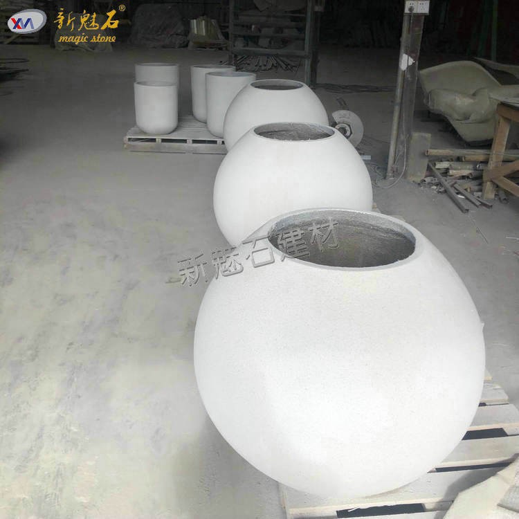 仿陶瓷清水泥球状花钵 混凝土GRC户外花盆创意加仑盆定制