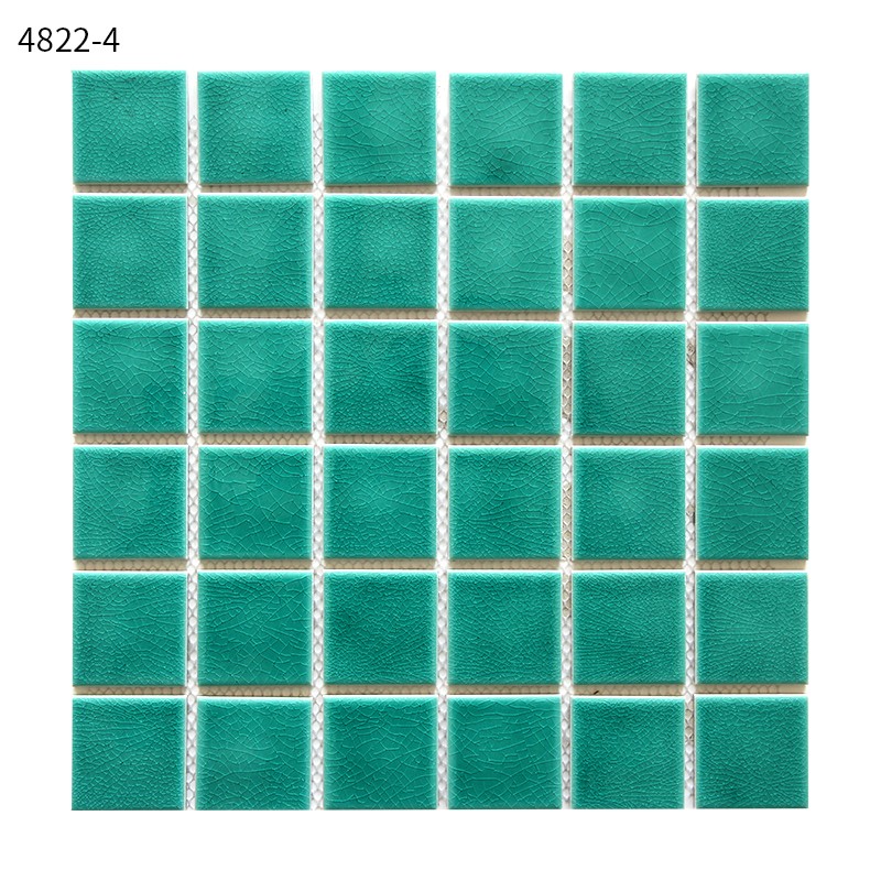 4822-4 游泳池陶瓷薄冰裂纹马赛克 绿色马赛克瓷砖 地中海风格鱼池 水池拼图定制