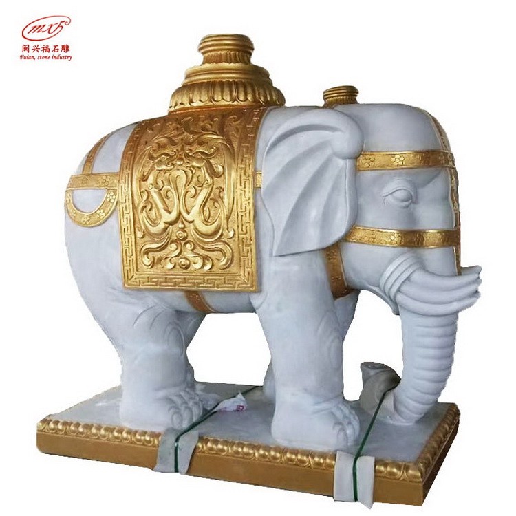 闽兴福 石雕花岗岩大象 一对雕刻吉祥如意动物雕 石象门口迎宾摆件