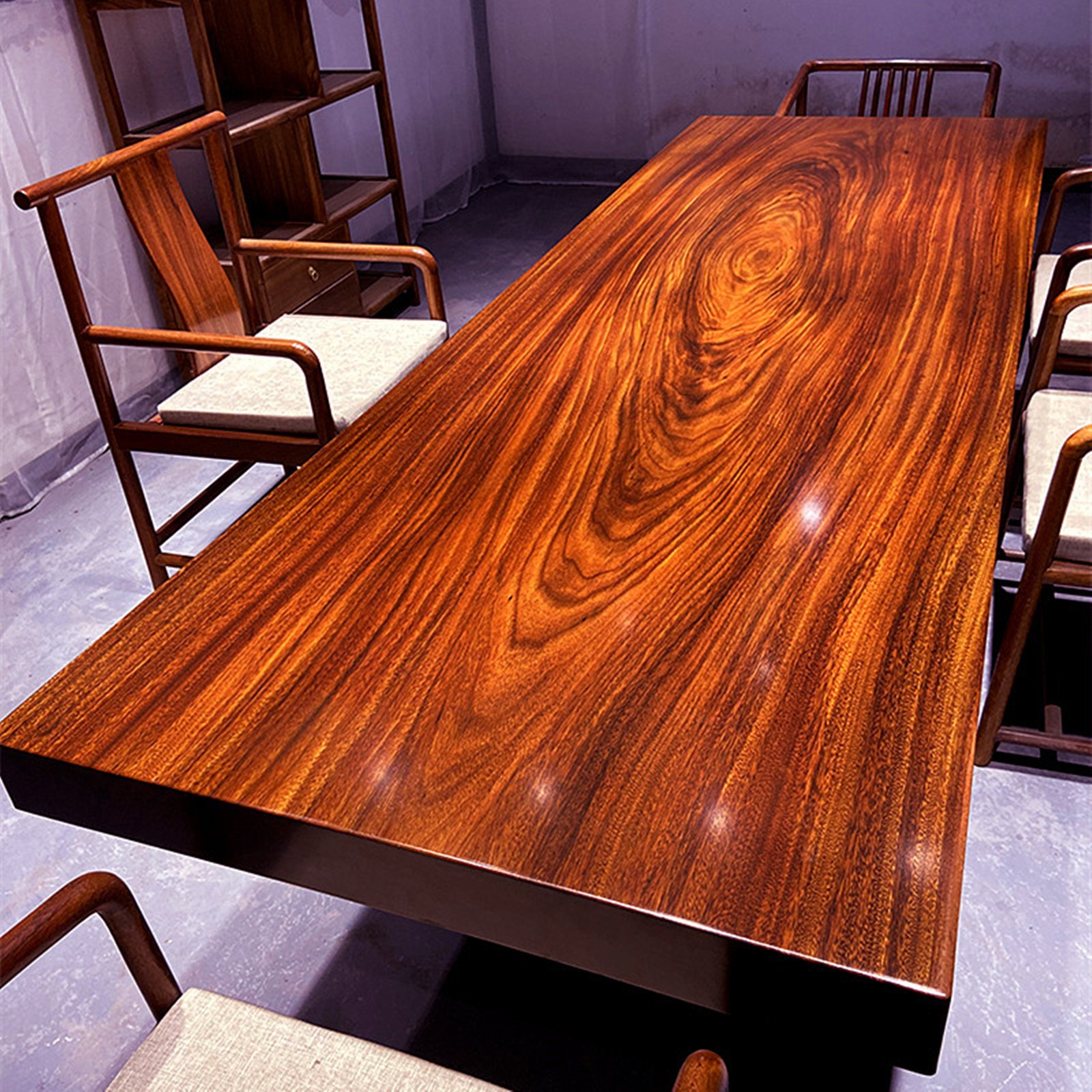 黑檀实木大板茶桌 茶台原木黑金紫光檀茶几 画案书桌茶桌椅组合家具