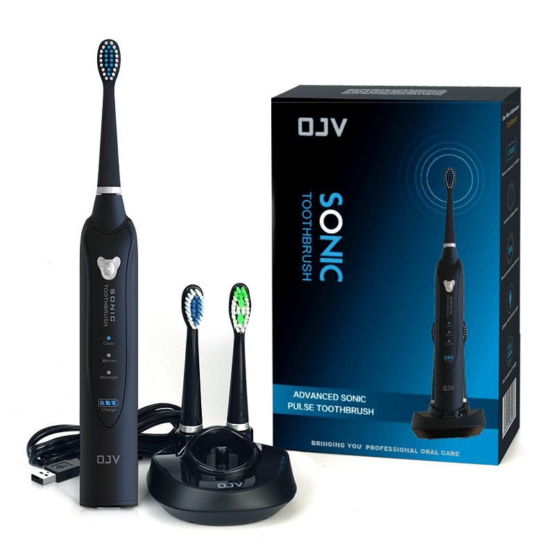 OJV-0181声波电动牙刷 2022新款3档USB充电磁悬浮牙刷按键式懒人智能牙刷
