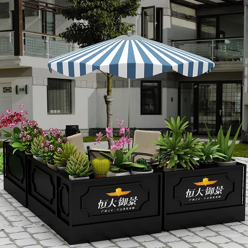 户外铁艺花箱工艺品咖啡店围挡市政绿植种植箱